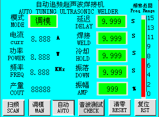 超聲波焊接機(jī)主顯示窗口功能說(shuō)明